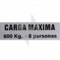 PLATE MAXIMAL CHARGE 600 KG.